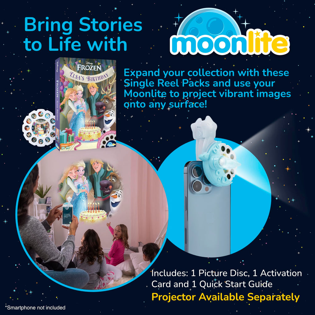 Moonlite Disney Frozen Elsa's Birthday Story Disc – Interactive Projector Story for Kids Ages 1+