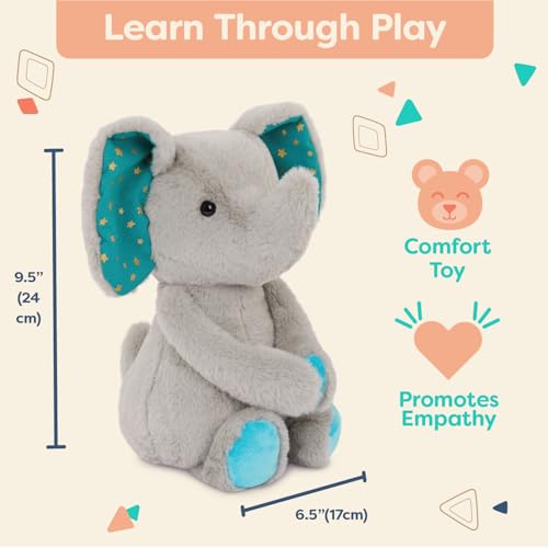 Moony Miles Plush Elephant by B. toys – 12-Inch Soft, Machine-Washable Stuffed Animal for Newborns+
