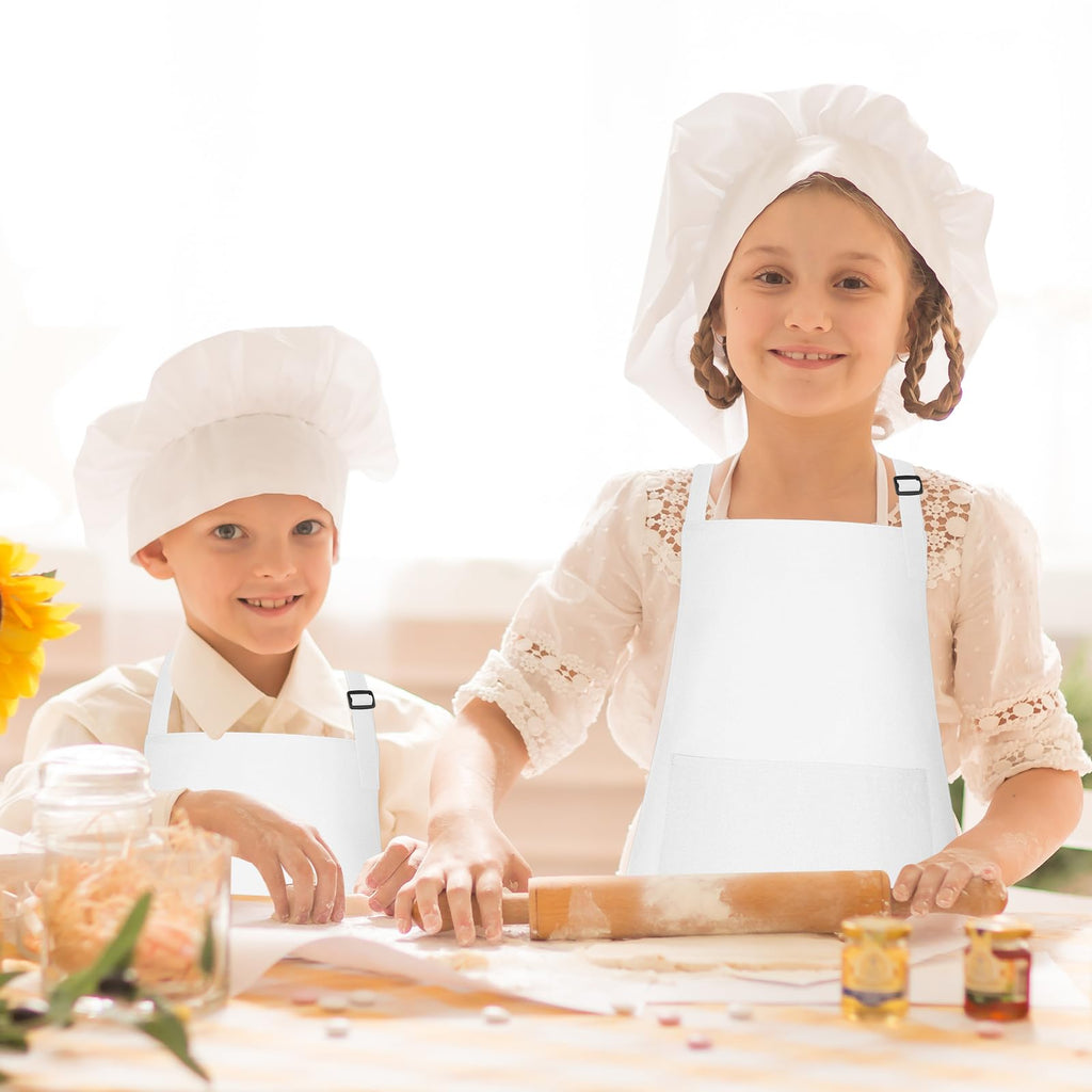 Morcheiong 8-Pack Adjustable Kids Aprons with Pockets for Painting, Baking, and Crafts