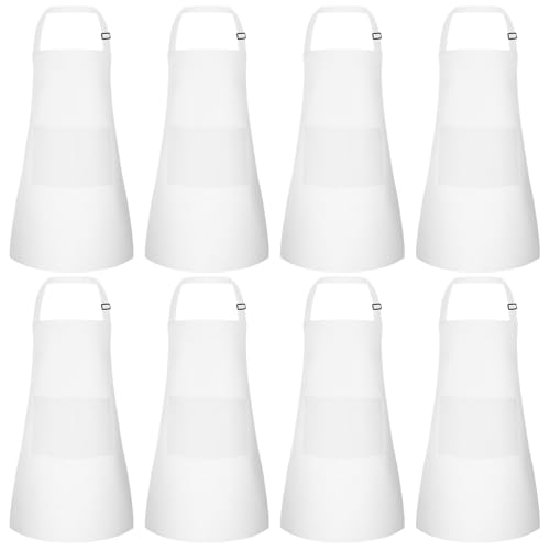 Morcheiong 8-Pack Adjustable Kids Aprons with Pockets for Painting, Baking, and Crafts