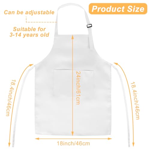 Morcheiong 8-Pack Adjustable Kids Aprons with Pockets for Painting, Baking, and Crafts