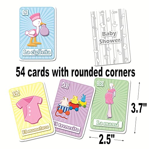 More Fiesta Baby Shower Bingo Game in Spanish – 20 Boards, 54 Cards for 20 Players