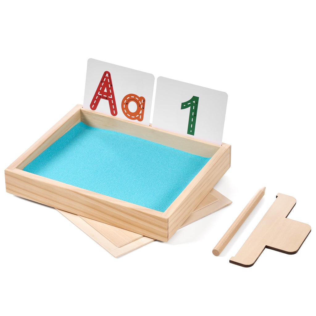 MORITECK Montessori Sand Tray for Kids – Beech Wood Writing Practice Tray with Lid (8.9x7.1 inches)