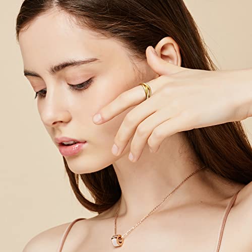 MOROYA 5-Piece 18K Gold Plated Fidget Rings Set - Stainless Steel Spinner Rings for Anxiety, Butterfly Chain & CZ Styles for Women and Men