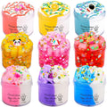 MOSHRERUHUA 9 Pack Axolotl Slime Kit: 3 Jelly Cube, 3 Cloud, 3 Butter Slimes - Stretchy, Soft, Non-Sticky - Safe for Kids Ages 3+