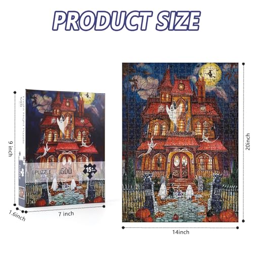 Motiloo 500 Piece Halloween Fright Night Jigsaw Puzzle for Adults – 14x20 Inches with Bonus Poster
