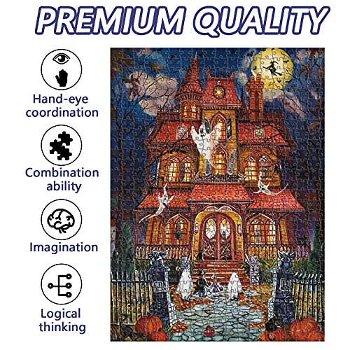 Motiloo 500 Piece Halloween Fright Night Jigsaw Puzzle for Adults – 14x20 Inches with Bonus Poster