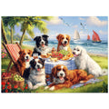 Motiloo 500 Piece Jigsaw Puzzle for Adults – Dogs at Beach Scene, 21x15 Inches, Includes Reference Poster and Numbered Backing