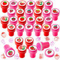 MotiMind 24 Pack Strawberry Self-Inking Mini Stampers – 12 Unique Designs for Party Favors, Classroom Rewards, Carnival Prizes & DIY Crafts
