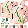 Motionchic 17mm Rose Gold Metal Mahjong Dice Set – 2 Durable Zinc Alloy Dice with Floral Pattern for Tabletop Games, Casino Nights, and Board Games