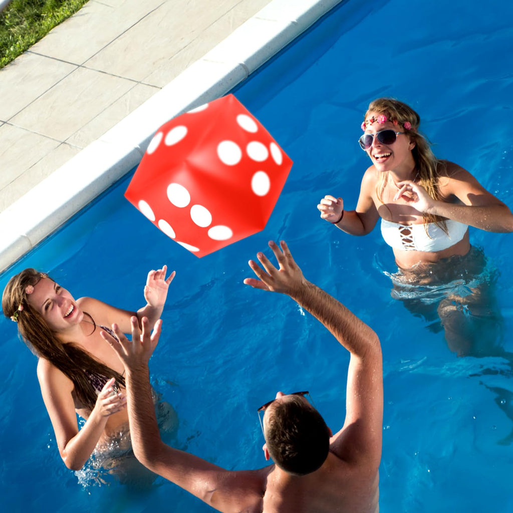 Mototo 4-Piece Jumbo Inflatable Dice Set – 12.6 Inch Large Dice for Outdoor Games, Pool Parties, and Family Fun (White, Black, Blue, Red)