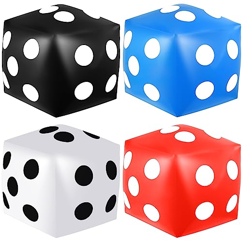 Mototo 4-Piece Jumbo Inflatable Dice Set – 12.6 Inch Large Dice for Outdoor Games, Pool Parties, and Family Fun (White, Black, Blue, Red)