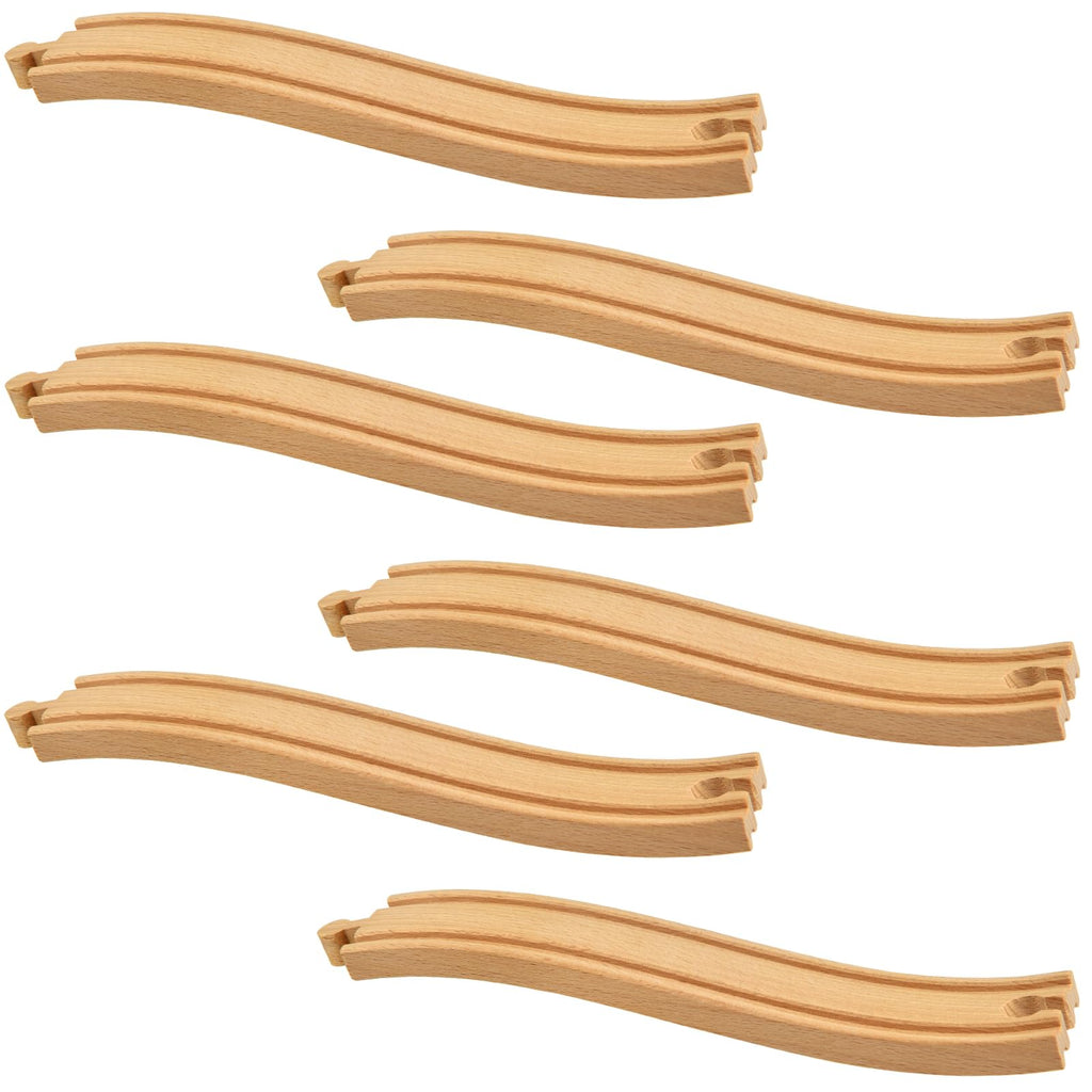Mototo Ascending Wood Train Tracks Expansion – 6 Pack Compatible with Most Train Sets