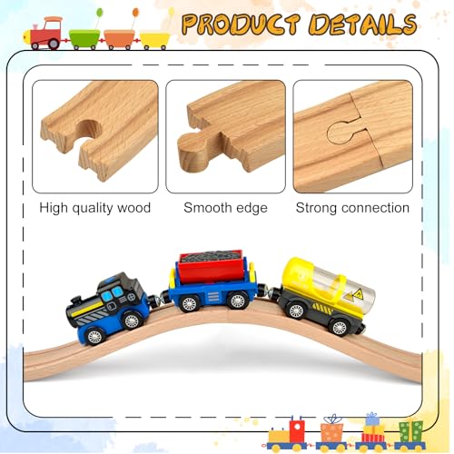 Mototo Ascending Wood Train Tracks Expansion – 6 Pack Compatible with Most Train Sets