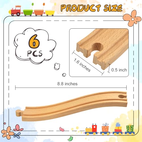 Mototo Ascending Wood Train Tracks Expansion – 6 Pack Compatible with Most Train Sets