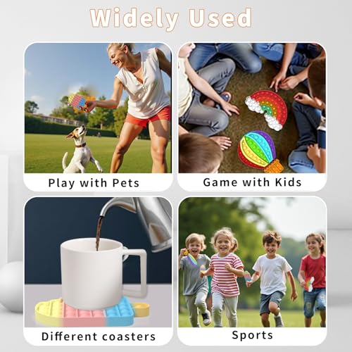 Mouom 4-Pack Rainbow Pop Fidget Toys – Silicone Sensory Stress Relief Set for Kids and Adults, Party Favors & Classroom Prizes
