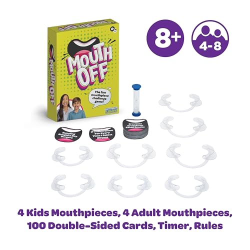Mouth Off: Hilarious Mouthpiece Card Game for Family Game Night – 200 Silly Phrases, 4-8 Players, Ages 8+