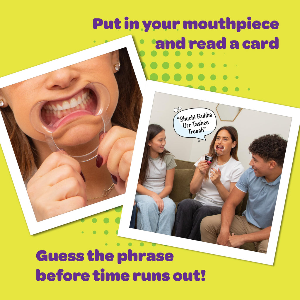 Mouth Off: Hilarious Mouthpiece Card Game for Family Game Night – 200 Silly Phrases, 4-8 Players, Ages 8+