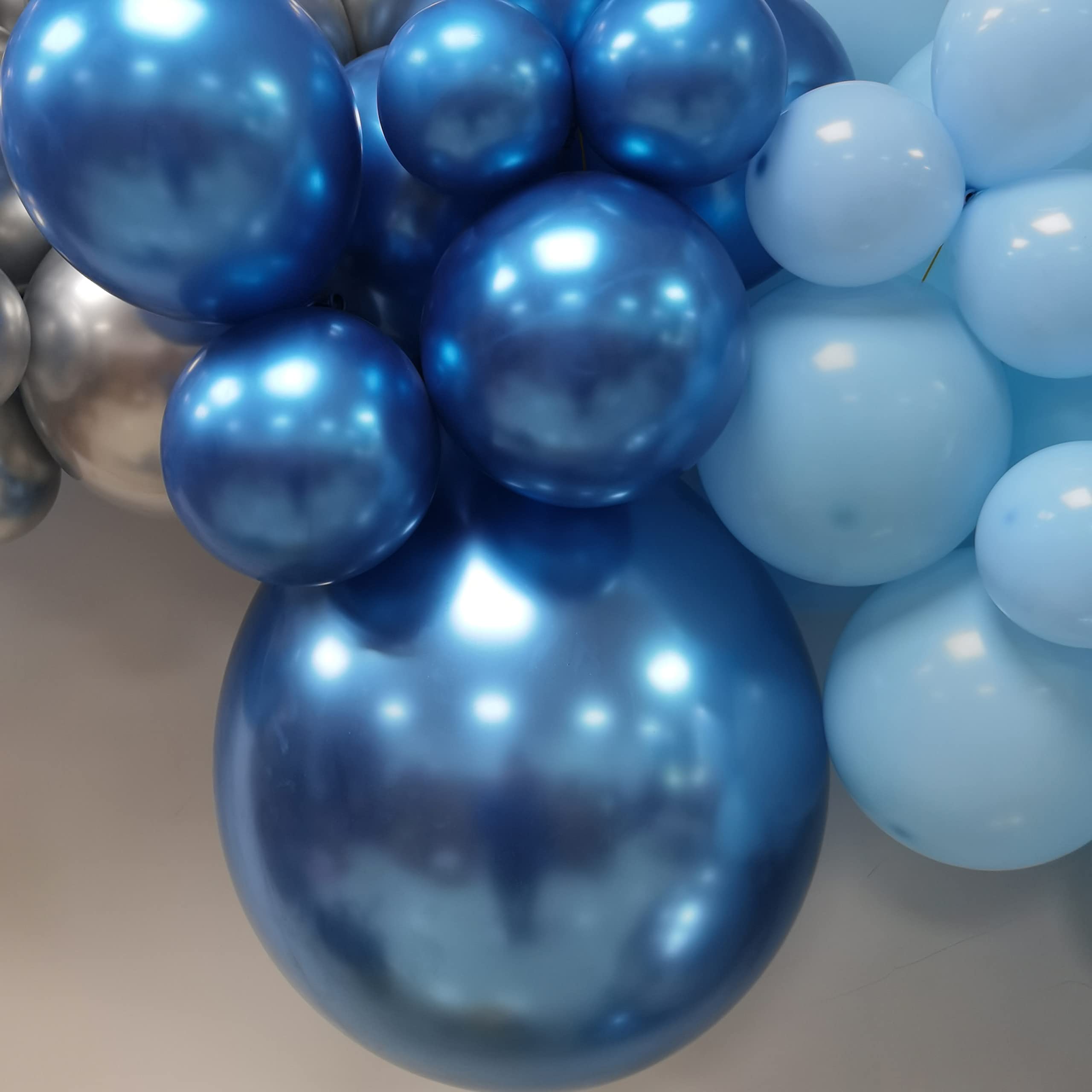 MOXMAY 127-Piece Silver Blue Balloon Garland Kit with Confetti - Easy Air-Filled Arch for Baby Shower, Birthday, and Bridal Shower