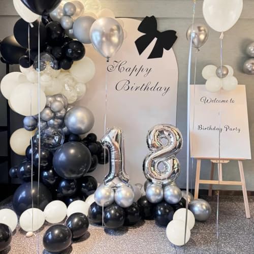 MOXMAY 151Pcs Black and White Sand Balloon Arch Kit with Bobo Balloons for Party Decor