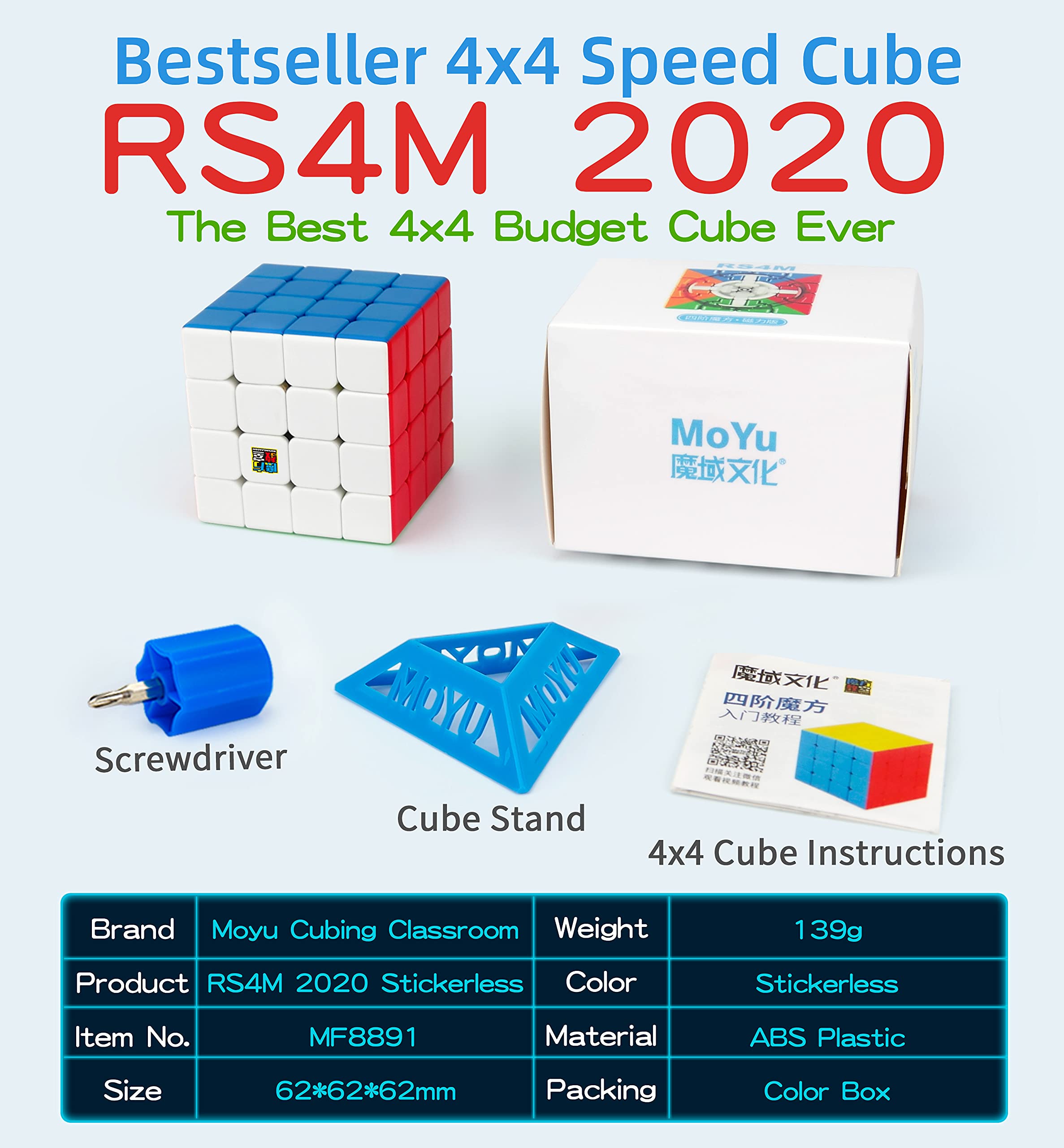 MoYu RS4M 2020 4x4 Speed Cube – 96 Magnets, Stickerless, Dual Adjustment, Budget-Friendly