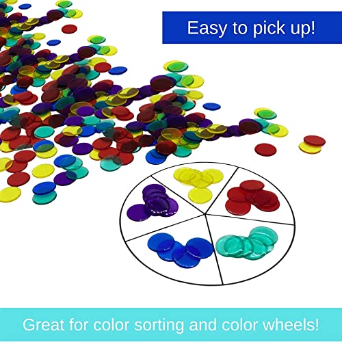 MR CHIPS 500-Piece Plastic Bingo Chips - Transparent 7-Color Mix, 3/4 Inch Diameter