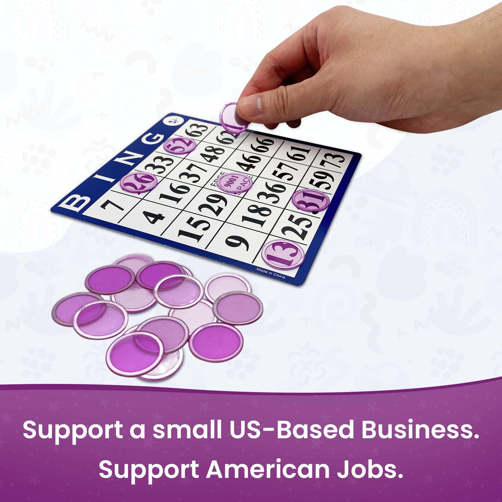 MR CHIPS Magnetic Bingo Chips - 200 Violet Transparent with Metal Rings