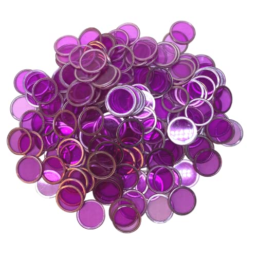 MR CHIPS Magnetic Bingo Chips - 200 Violet Transparent with Metal Rings