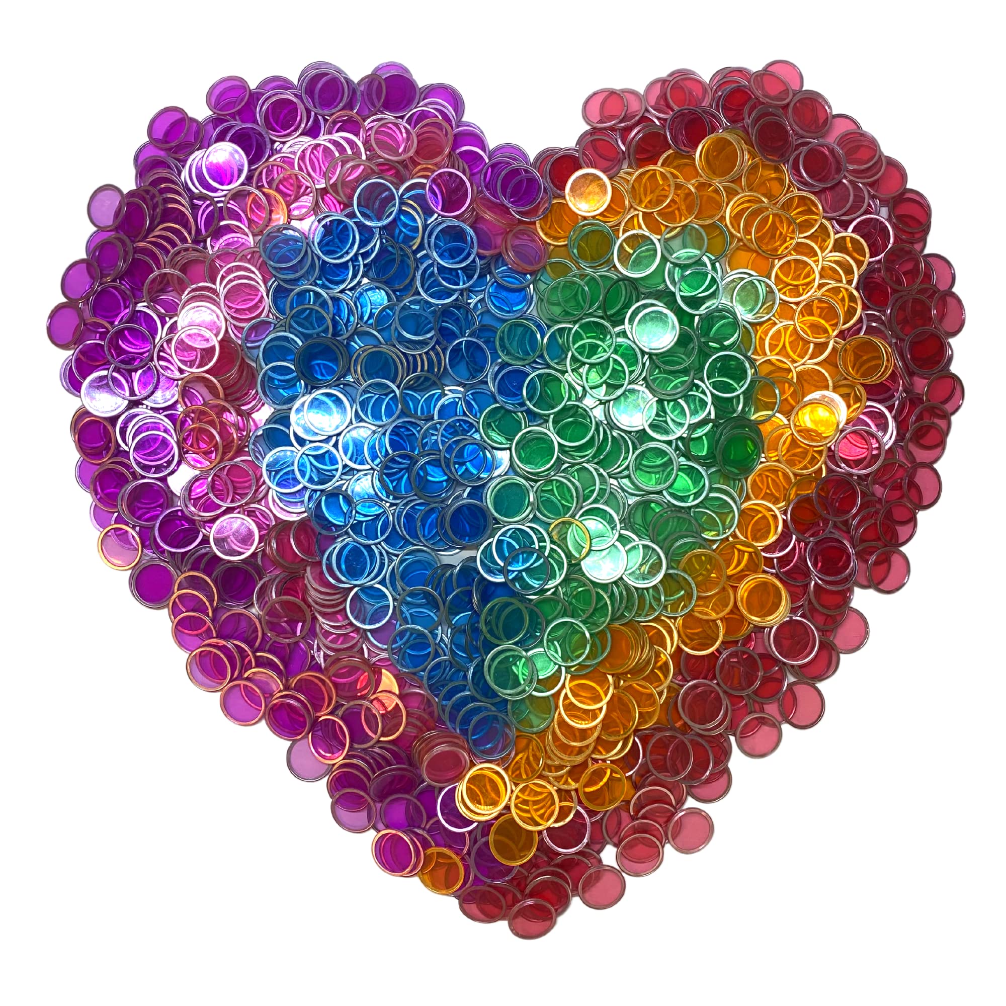 MR CHIPS Magnetic Bingo Chips - 300 Pieces, 3/4 Inch, Assorted Transparent Colors with Metal Ring & Reusable Bag