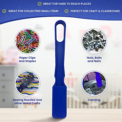 MR CHIPS Magnetic Bingo Wand Set - 200 Blue 3/4-Inch Chips with Metal Rings, Heavy-Duty Magnet, Made in USA