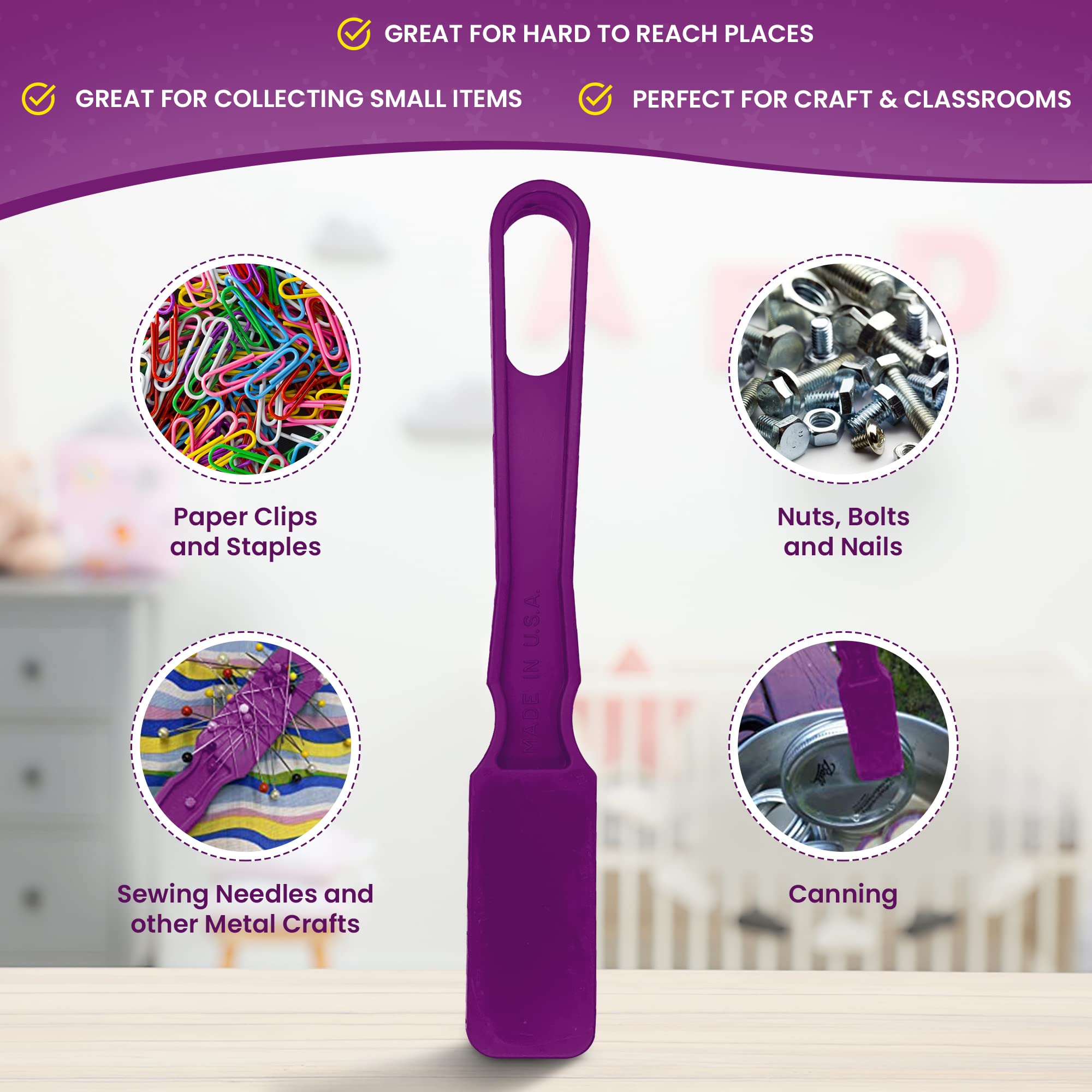 MR CHIPS Magnetic Wands and Chips Set – 100 Plastic Bingo Chips with Metal Rings, Reusable Storage Bag, 7 Colors, Made in USA