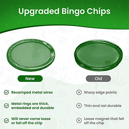 MR CHIPS Upgraded Bingo Magnetic Wand & 200 Plastic Chips with Metal Rings – 7 Colors, Heavy-Duty Magnet, Made in USA