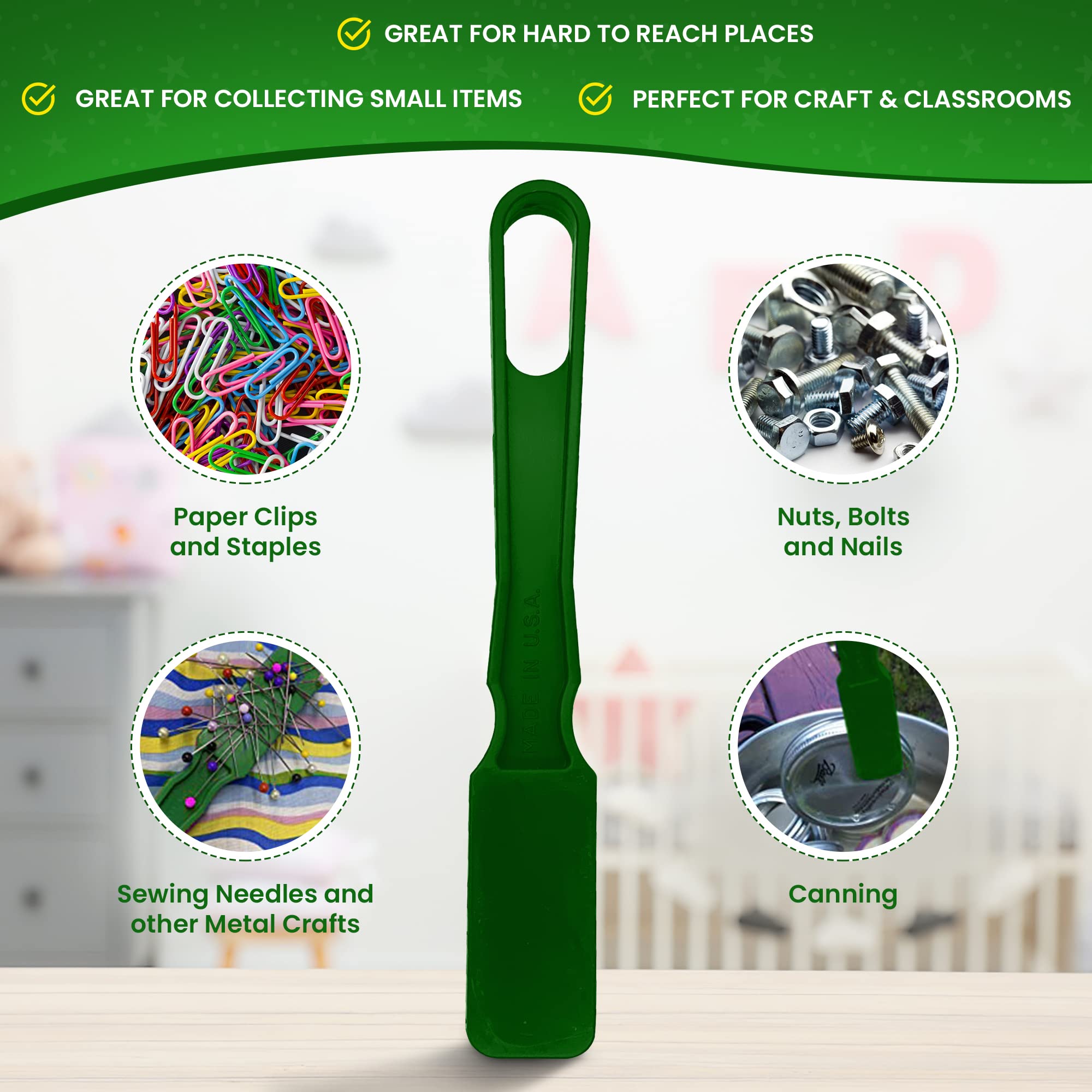 MR CHIPS Upgraded Bingo Magnetic Wand & 200 Plastic Chips with Metal Rings – 7 Colors, Heavy-Duty Magnet, Made in USA