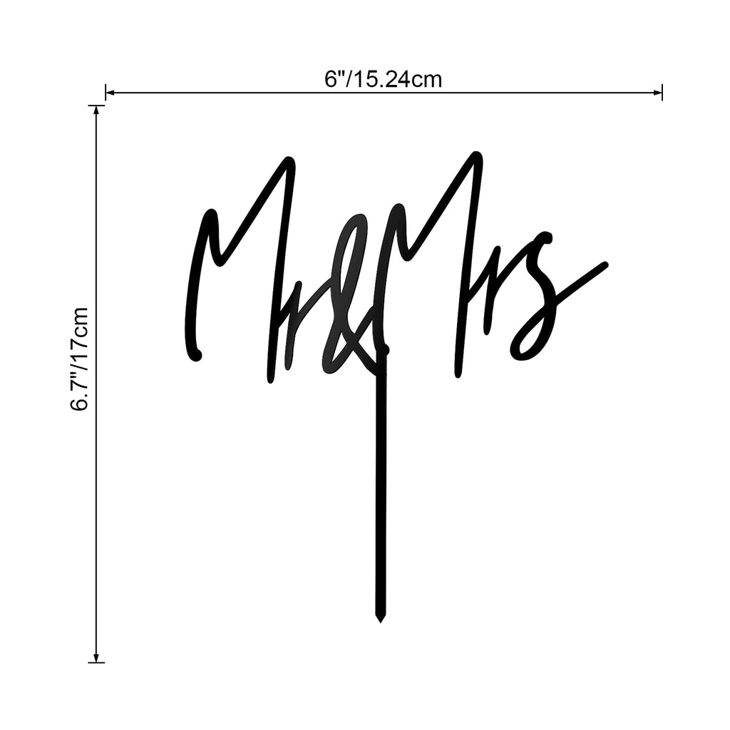 Mr & Mrs Black Wedding Cake Topper (Design 02) – Mirror Acrylic, 6 inches