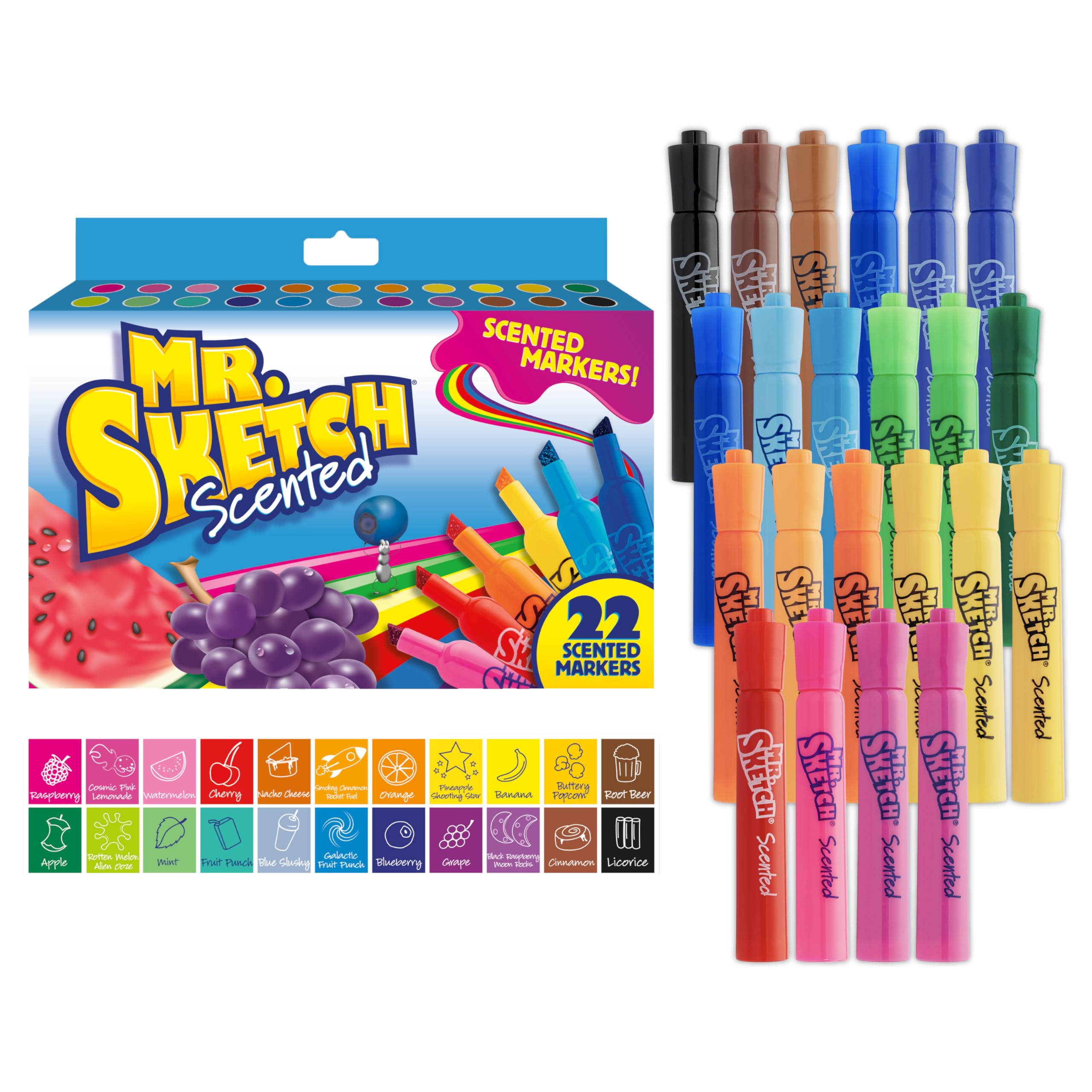 Mr. Sketch Scented Markers 22-Pack: Chisel Tip, Assorted Colors, Non-Toxic for Kids