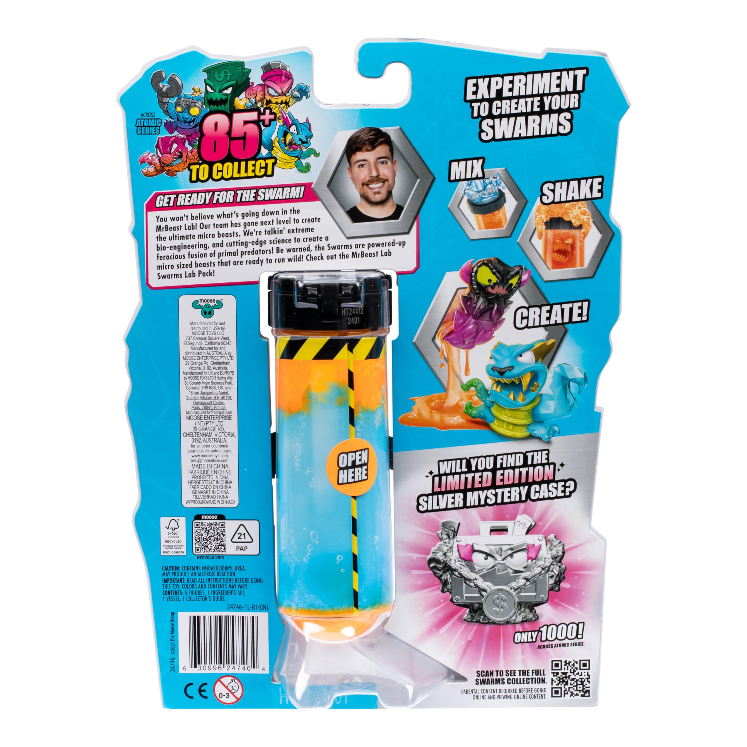 MrBeast Lab Swarms Atomic Lab 5 Pack – 2 Water-Reveal Figures Plus 3 Ready Micro Beasts, Over 85 to Collect, Ages 5+