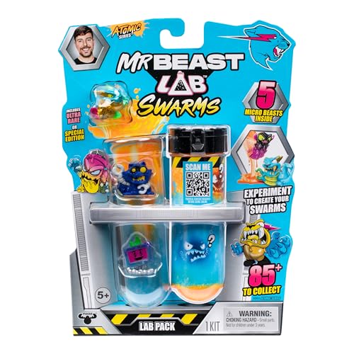 MrBeast Lab Swarms Atomic Lab 5 Pack – 2 Water-Reveal Figures Plus 3 Ready Micro Beasts, Over 85 to Collect, Ages 5+