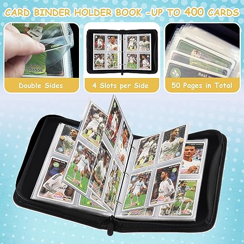 MTGPRO 4-Pocket Card Binder – Holds 400 Trading Cards, Pink Rainbow, Waterproof PU Leather with 50 Removable Sleeves