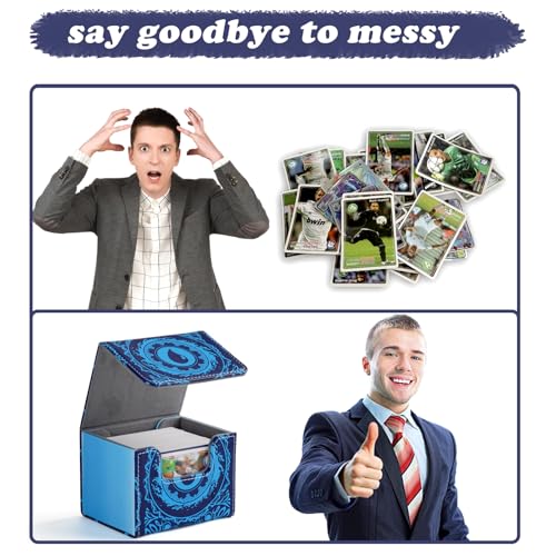 MTGPRO Blue Deck Box - Holds 120+ Sleeved Cards, Waterproof PU Leather Magnetic Case for MTG and TCG