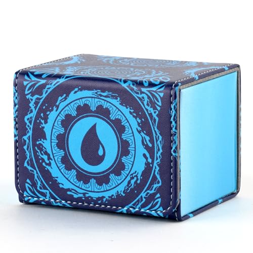 MTGPRO Blue Deck Box - Holds 120+ Sleeved Cards, Waterproof PU Leather Magnetic Case for MTG and TCG