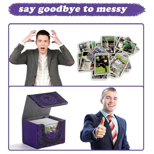 MTGPRO Purple PU Leather Deck Box for MTG and TCG Cards – Holds 120+ Sleeved Cards, Magnetic Closure