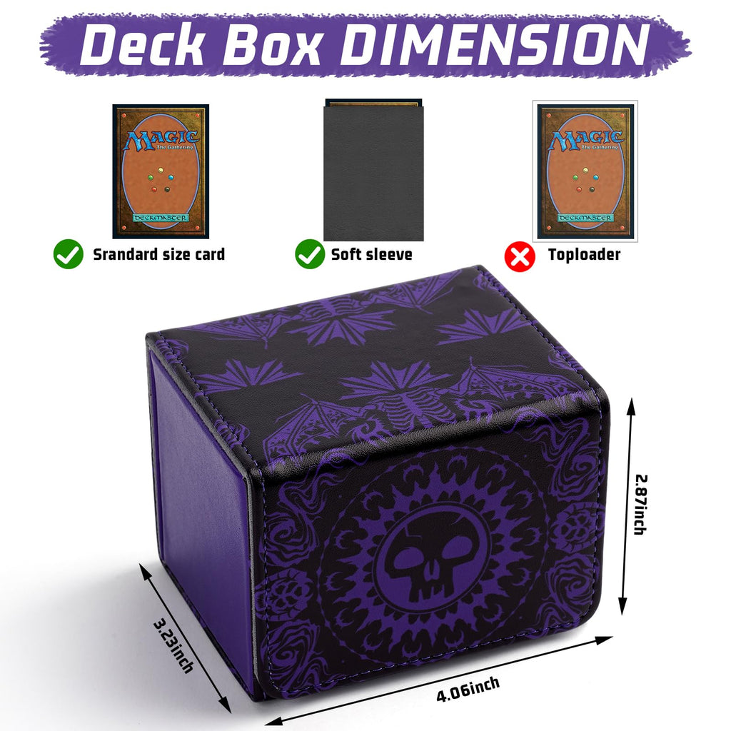 MTGPRO Purple PU Leather Deck Box for MTG and TCG Cards – Holds 120+ Sleeved Cards, Magnetic Closure