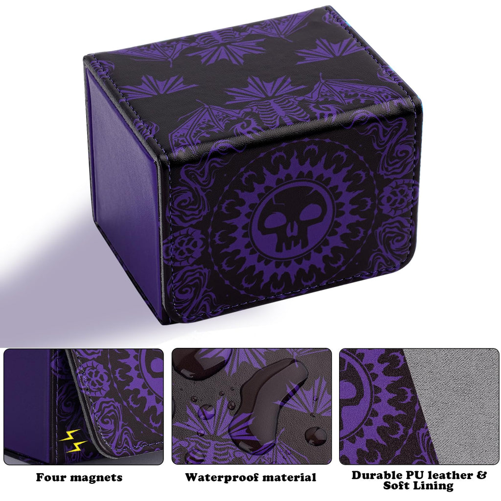 MTGPRO Purple PU Leather Deck Box for MTG and TCG Cards – Holds 120+ Sleeved Cards, Magnetic Closure