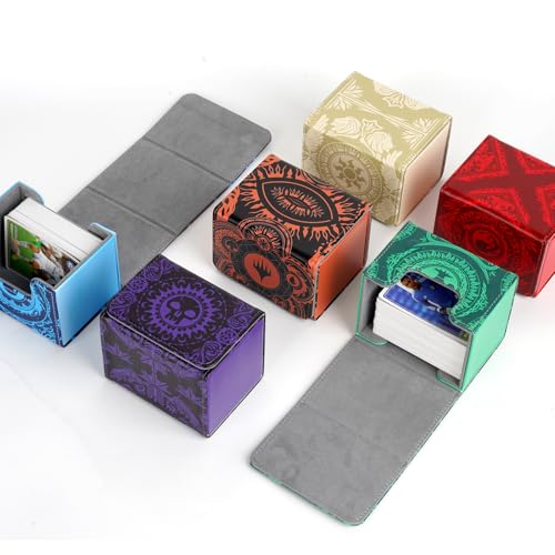 MTGPRO Red Deck Box: Holds 120+ Sleeved Cards, PU Leather Magnetic Case for MTG, Yu-Gi-Oh, One Piece TCG