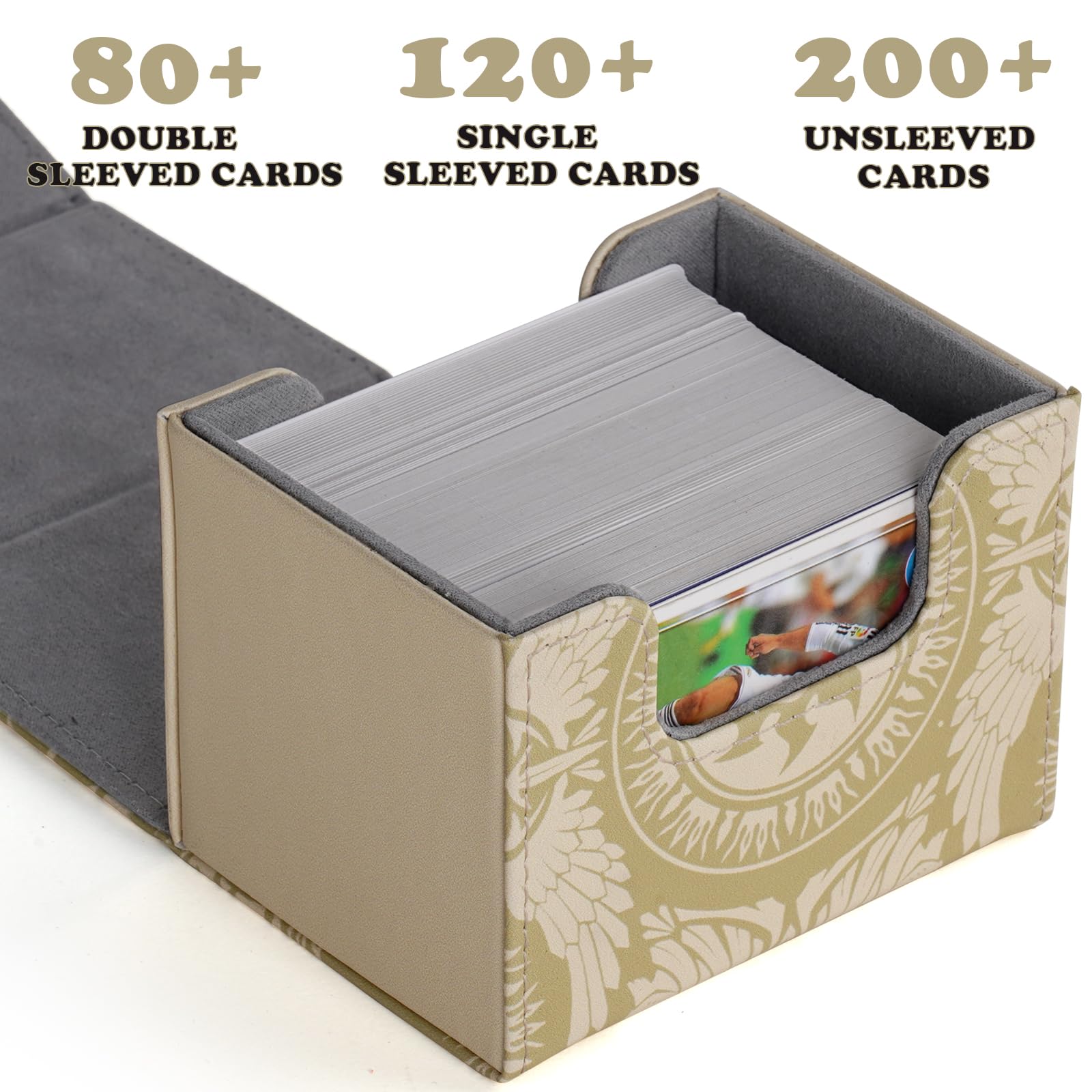 MTGPRO Yellow PU Leather Deck Box – Holds 120+ Sleeved Cards with Magnetic Closure