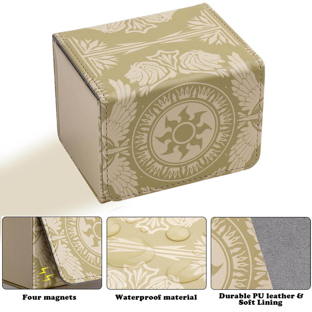 MTGPRO Yellow PU Leather Deck Box – Holds 120+ Sleeved Cards with Magnetic Closure