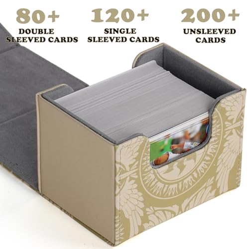 MTGPRO Yellow PU Leather Deck Box – Holds 120+ Sleeved Cards with Magnetic Closure