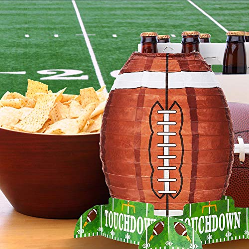 Mudder 4-Pack Football Paper Lantern Centerpieces with Stands - 12 Inch Brown American Soccer Ball Decor for Game Day Parties