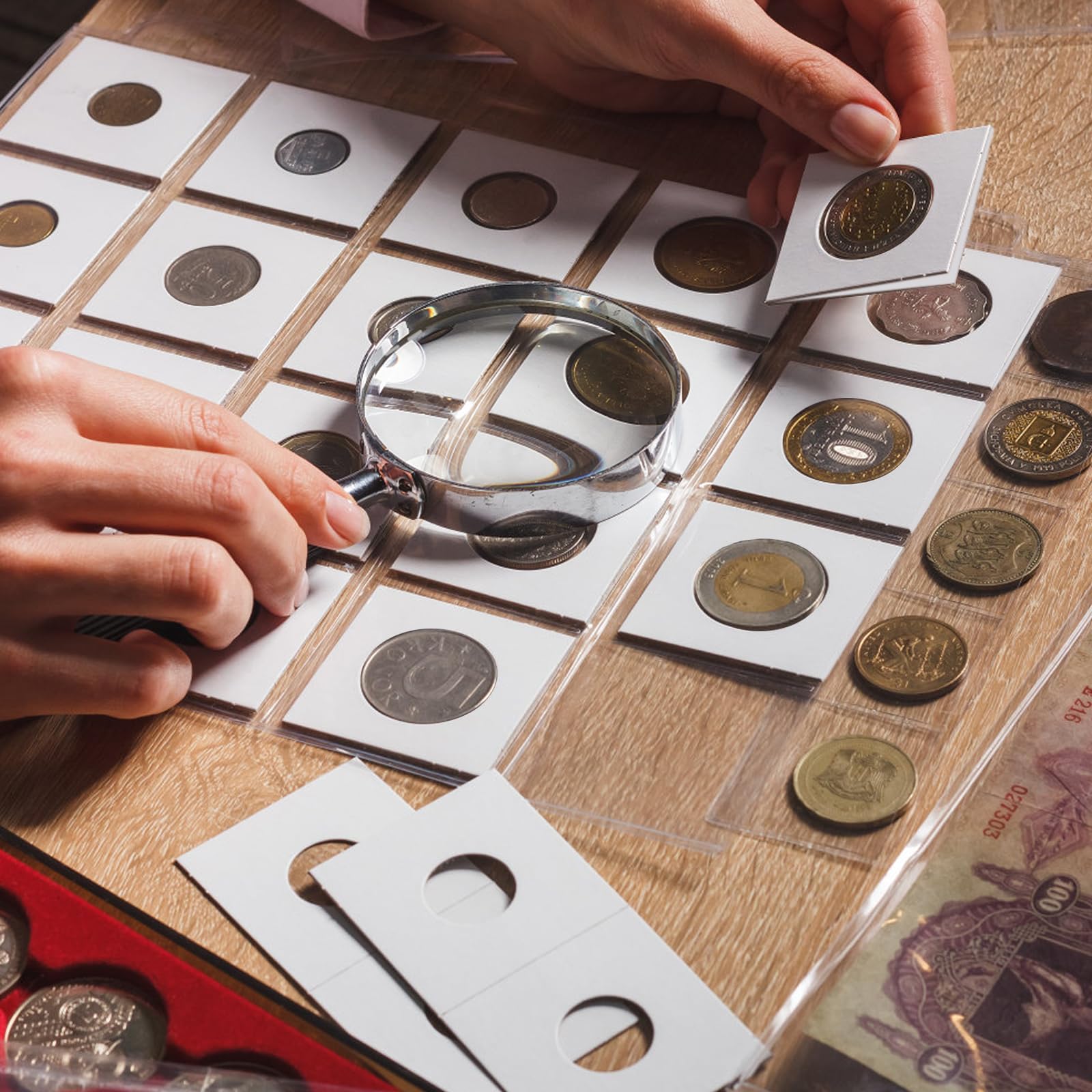 MUDOR Upgraded 200 Pack 2x2 Coin Flips for Dime, Cardboard Mylar Holders - 17.9mm Window