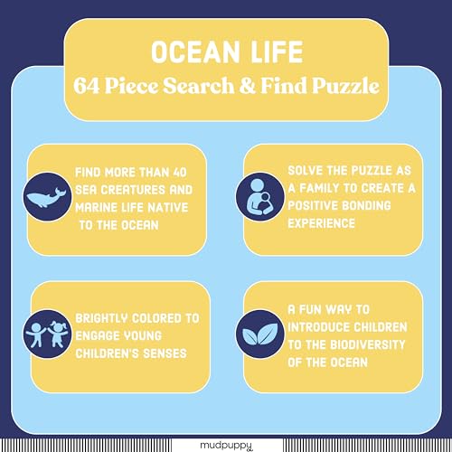 Mudpuppy Ocean Life Search & Find Puzzle – 64 Piece Jigsaw with Over 40 Hidden Sea Creatures